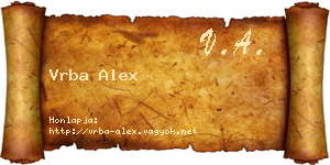 Vrba Alex névjegykártya